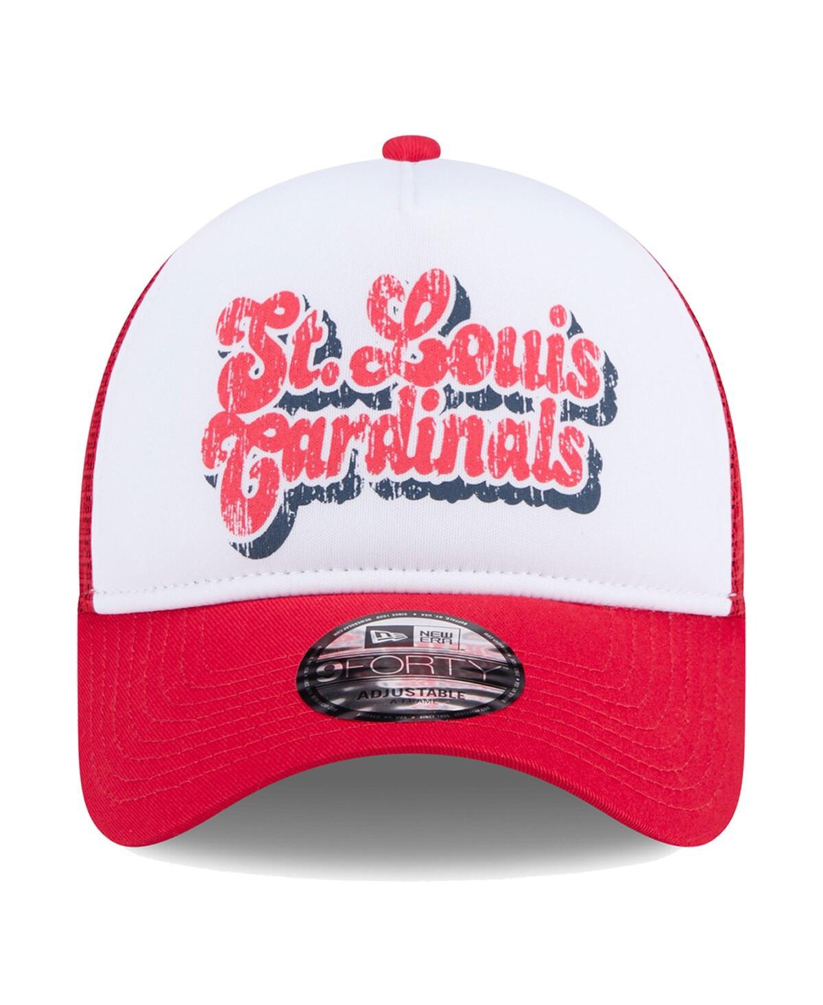 Shop New Era Women's White/red St. Louis Cardinals Throwback Team Foam Front A-frame Trucker 9forty Adjustable Ha In White Red