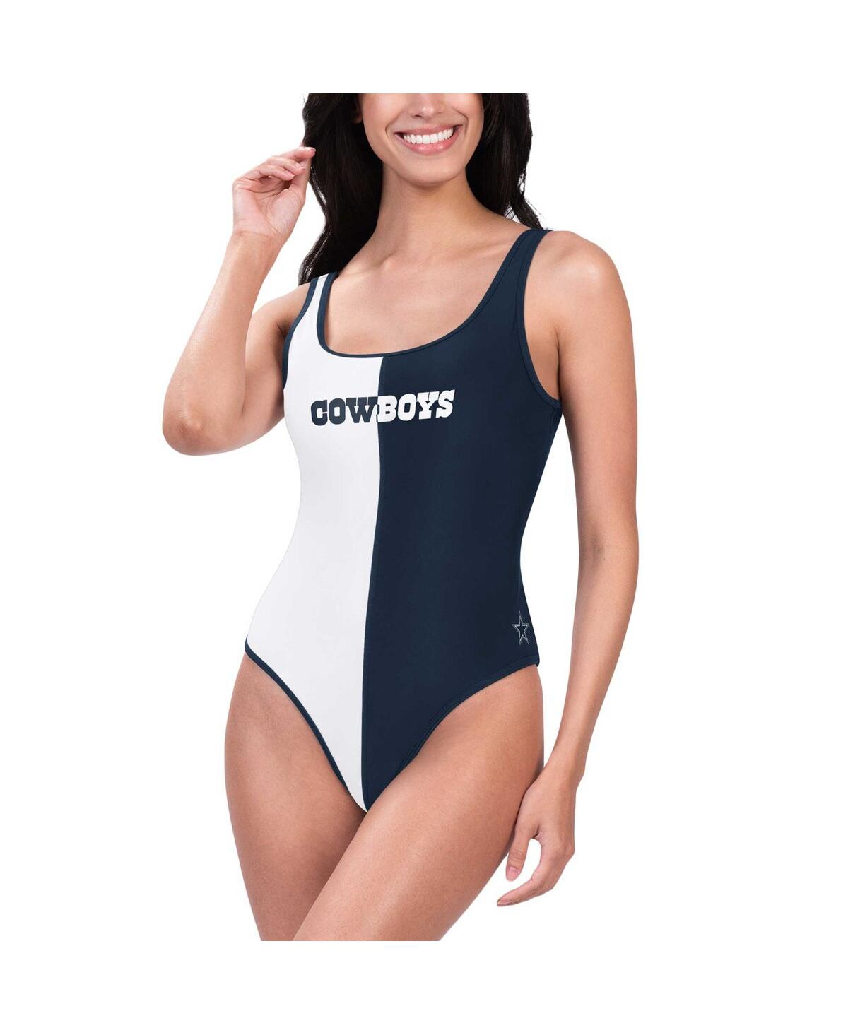 G-III 4HER BY CARL BANKS WOMEN'S G-III 4HER BY CARL BANKS NAVY/WHITE DALLAS COWBOYS LAST STAND ONE-PIECE SWIMSUIT 