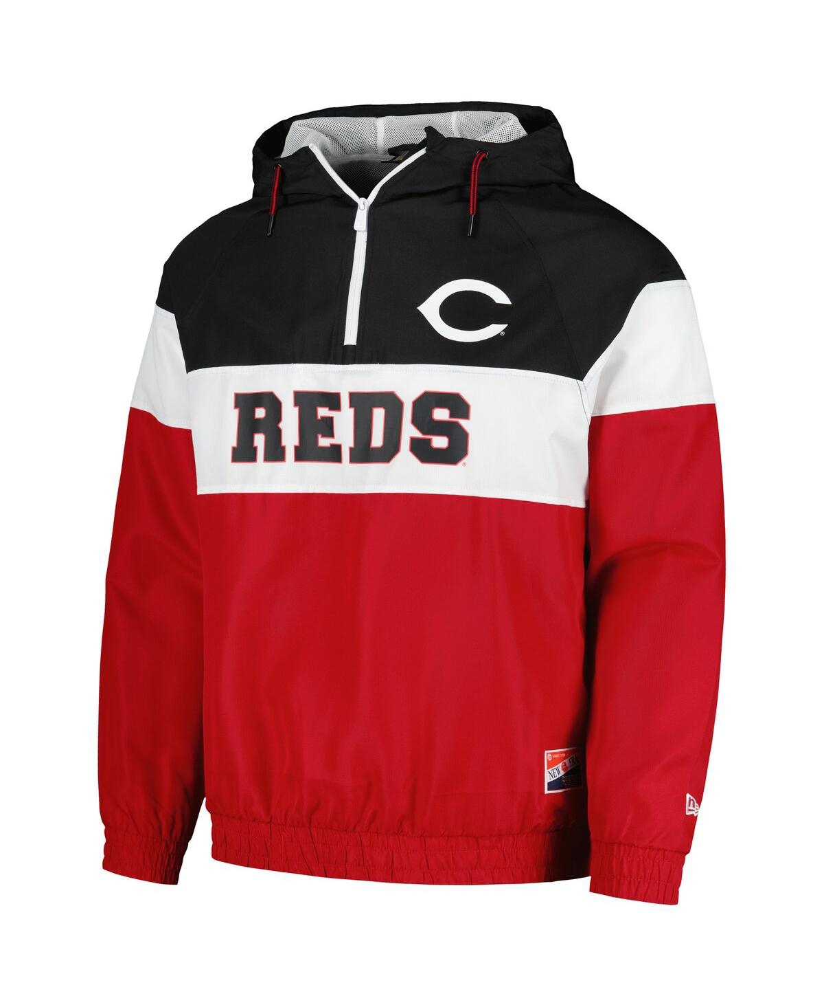 Shop New Era Men's Red Cincinnati Reds Ripstop Raglan Quarter-zip Hoodie Windbreaker Jacket
