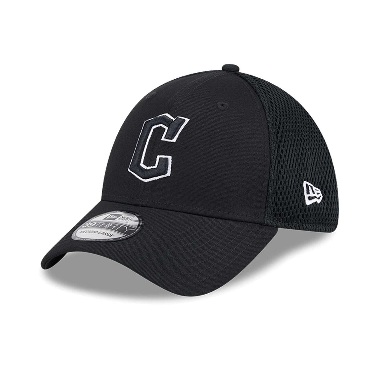 Men's Cleveland Guardians Evergreen Black White Neo 39Thirty Flex Hat
