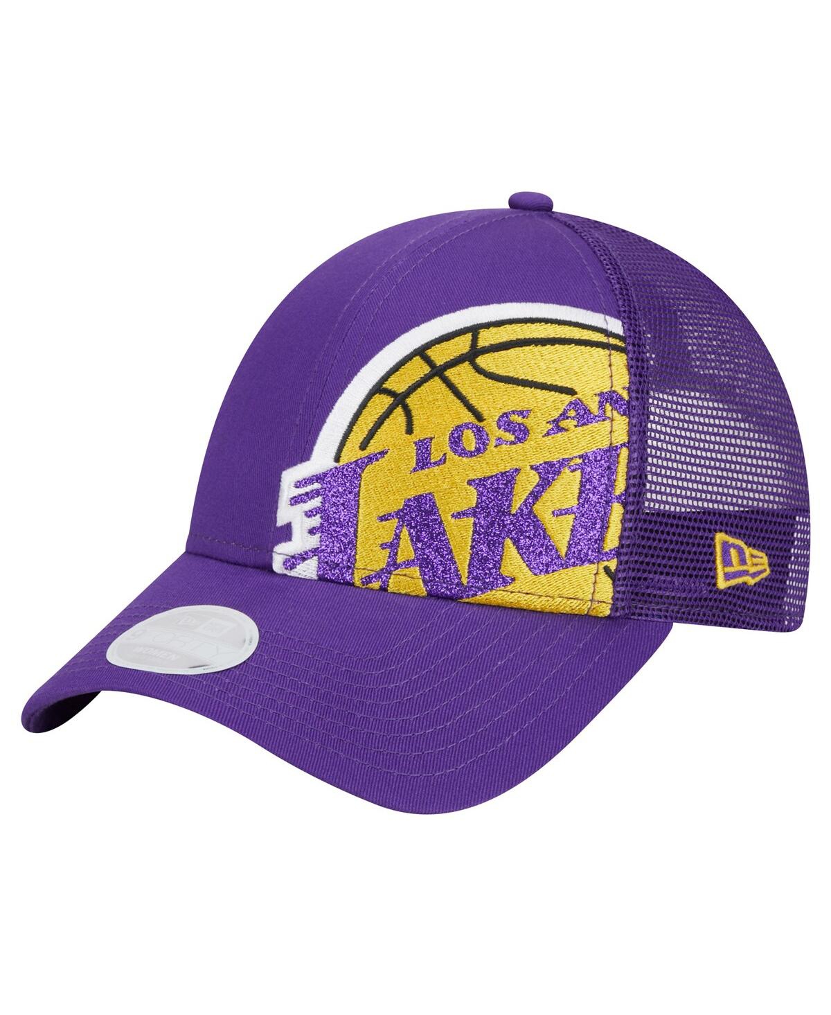 Shop New Era Women's Purple Los Angeles Lakers Game Day Sparkle Logo 9forty Adjustable Hat