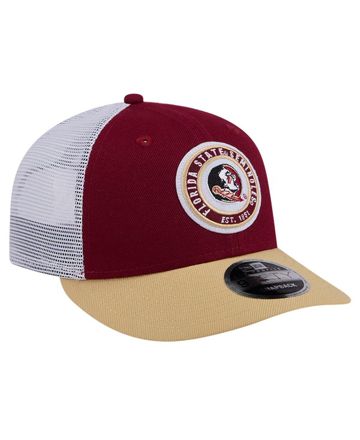 New Era Men'sFlorida State Seminoles Throwback Circle Patch 9fifty Trucker Snapback Hat - Garnet