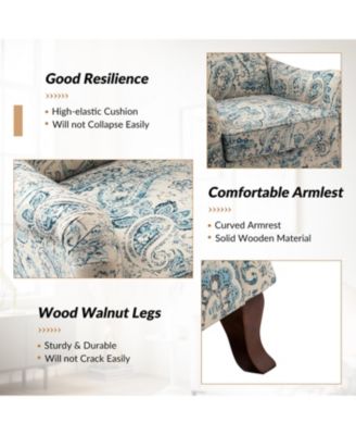 Ewert Comfy Floral Fabric Pattern Armchair with Wingback Design