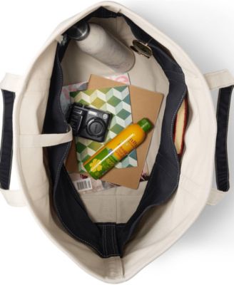 Extra Large 5 Pocket Open Top Long Handle Canvas Tote Bag