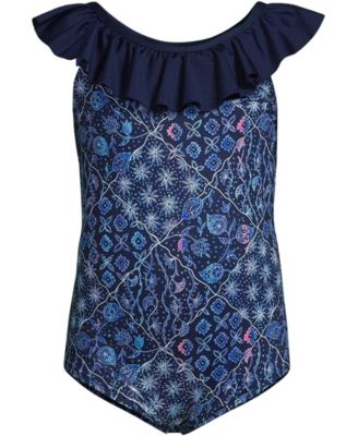 Girls Scoop Ruffle Neck One Piece Swimsuit