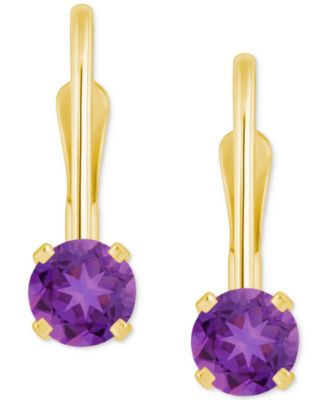 Amethyst Solitaire Leverback Earrings (1/2 ct. t.w.) in 14k Gold (Also in Additional Gemstones)