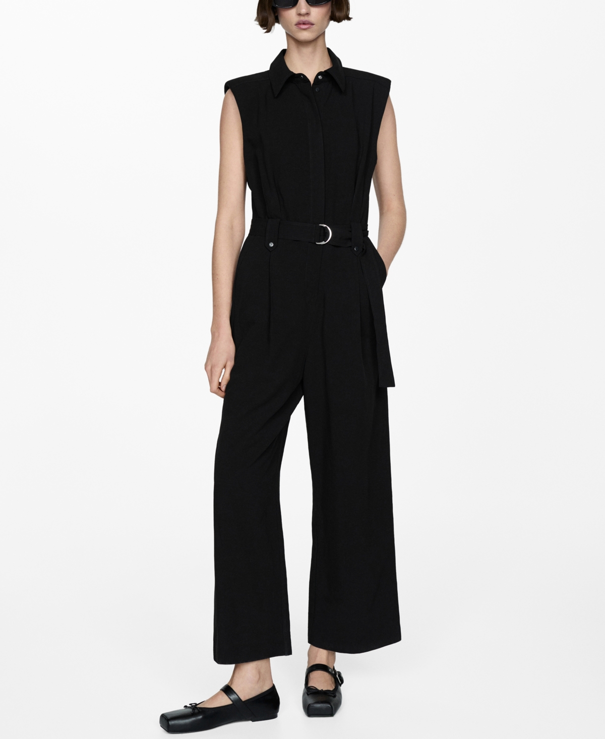 Shop Mango Women's Belt Clips Detail Jumpsuit In Black