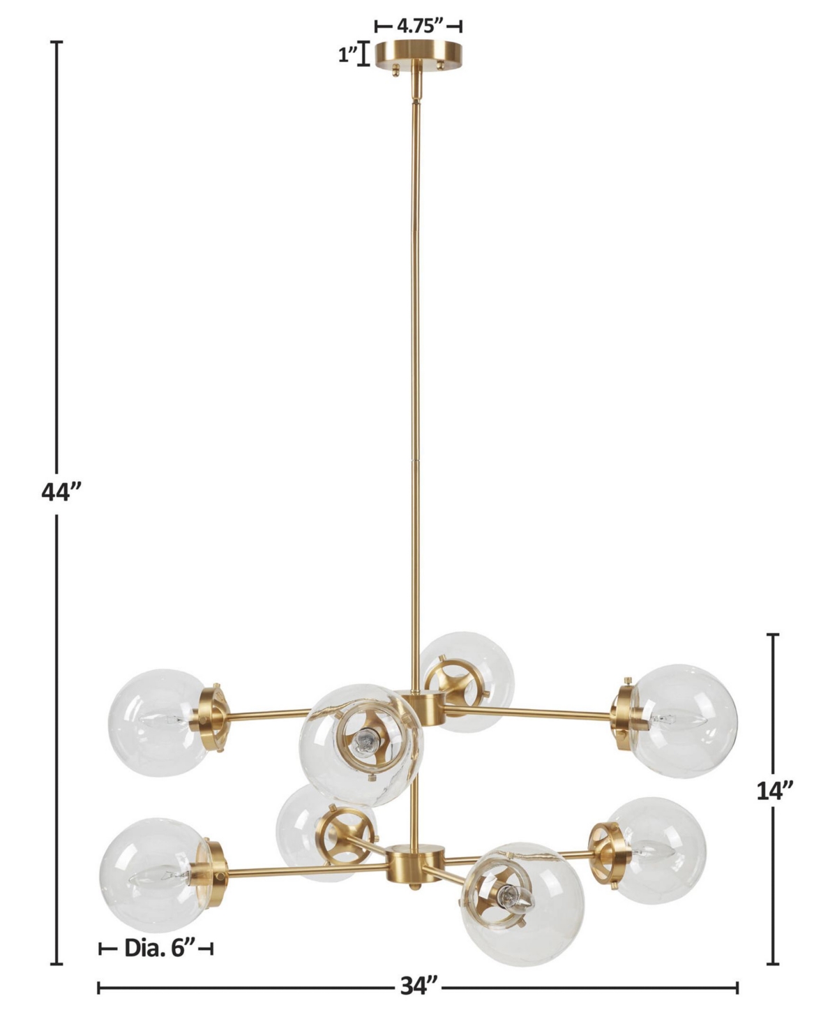 Ink+ivy 8-light Metal Chandelier With Globe Bulbs In Gold,clear