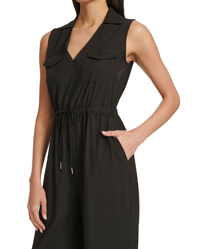 Stylish V Neck Straight Leg Jumpsuit