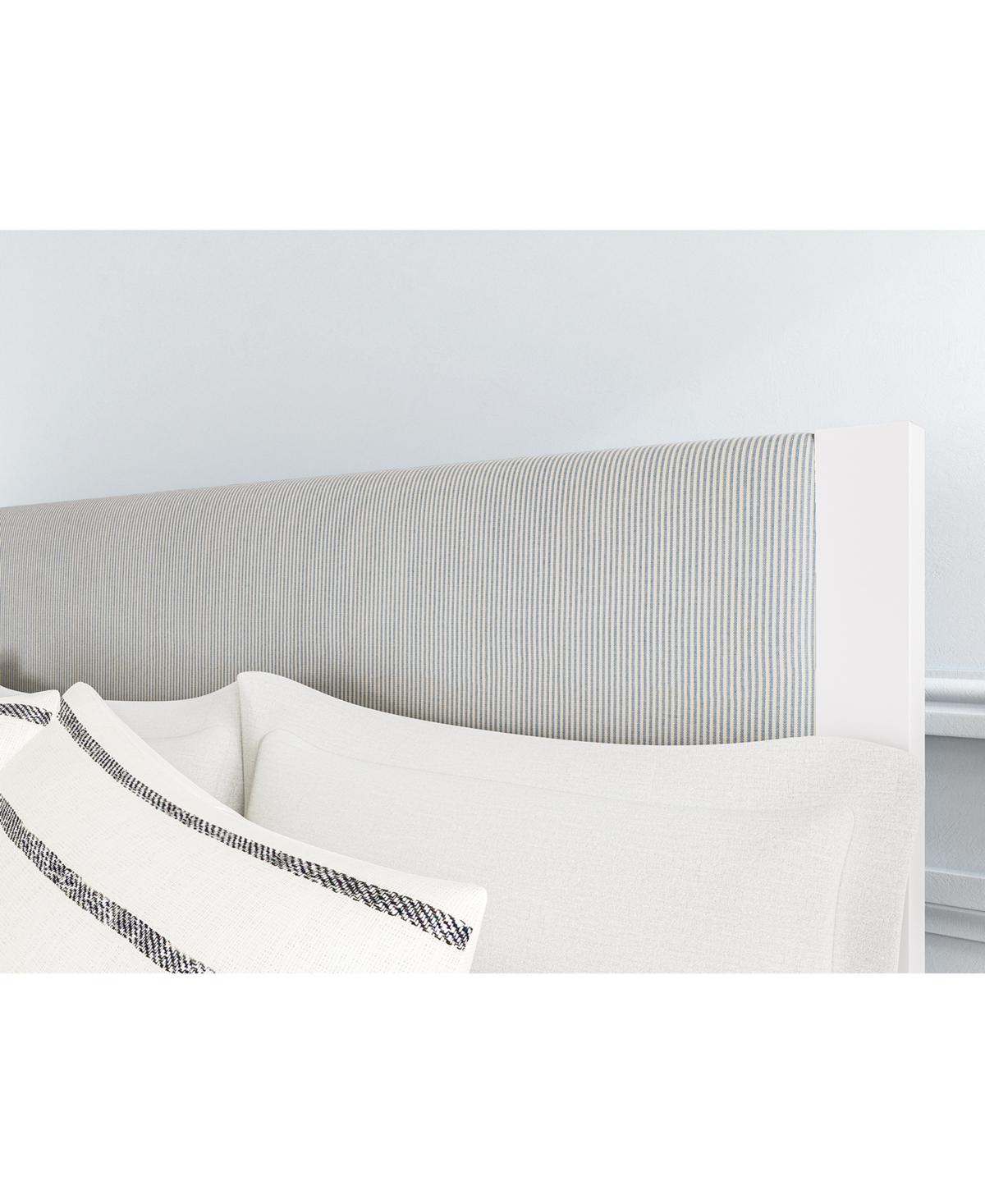 Macy's Catriona 3pc Bedroom Set (king Upholstered Bed, Dresser, Open Nightstand) In Blue And White Striped