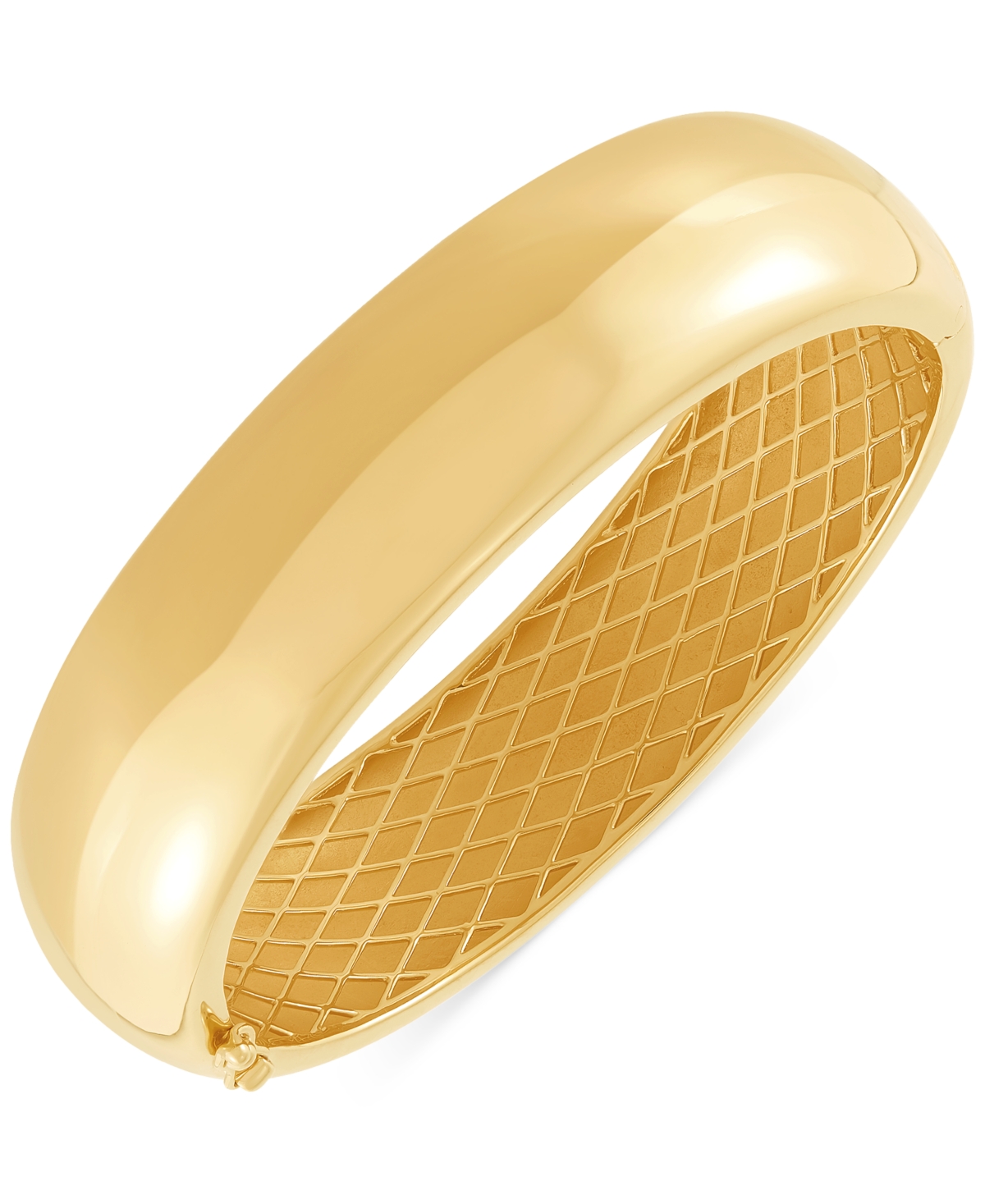 Macy's Polished Tube Hinge Wide Bangle Bracelet In 18k Gold-plated Sterling Silver In Gold Over Silver