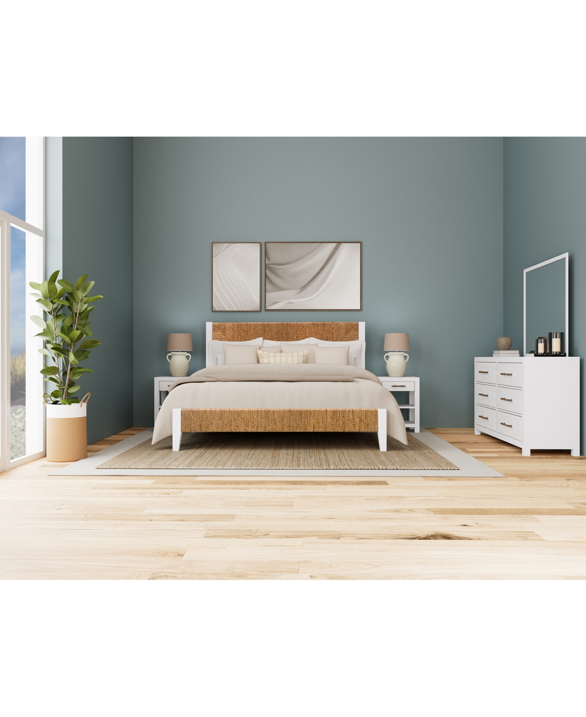 Shop Macy's Catriona 3pc Bedroom Set (queen Woven Bed, Dresser, Open Nightstand) In No Color