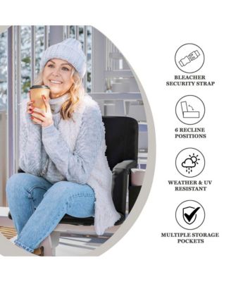 Mikki Portable Heated Reclining Stadium Chair With Armrests, Padded Back & Heated Seat With Dual Storage Pockets And Backpack Straps