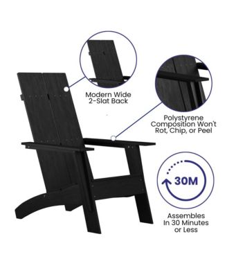 Piedmont Modern 2 Slat Back All-Weather Poly Resin Wood Adirondack Chair