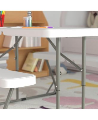 Aryka Kid'S Easy Fold Waterproof, Stain And Impact Resistant Plastic Picnic Table With Benches And Steel Tube Frame