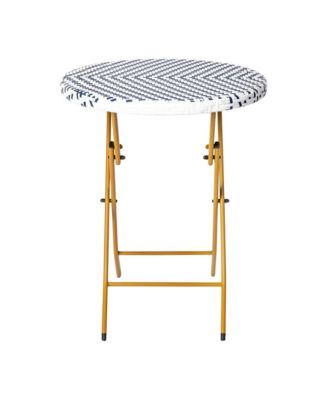 3-Piece Folding Bistro Set with PE Rattan and Metal Frames for Indoor and Outdoor Use
