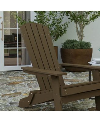 Set Of 2 Riviera Poly Resin Folding Adirondack Lounge Chair - All-Weather Indoor/Outdoor Patio Chair