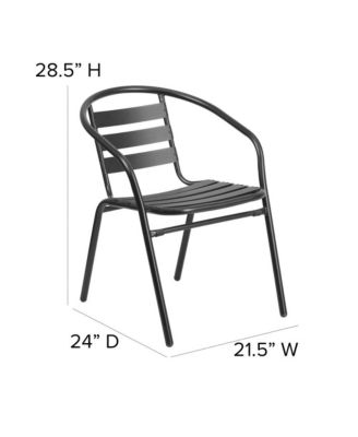 Patio Table & Chairs Set With Rectangular Metal Table With Tempered Glass Top And Stacking Chairs