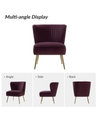 Velvet Accent Chair with Gold Metal Legs for Bedroom Guest Room Vanity