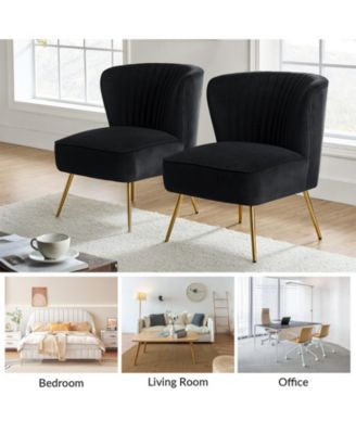 Velvet Accent Chair with Gold Metal Legs for Bedroom Guest Room Vanity