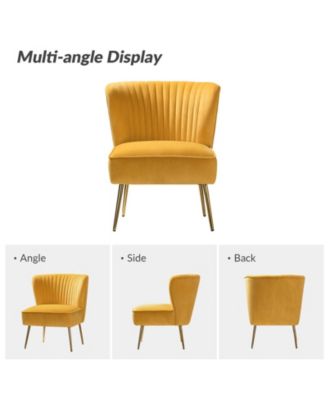 Velvet Accent Chair with Gold Metal Legs for Bedroom Guest Room Vanity