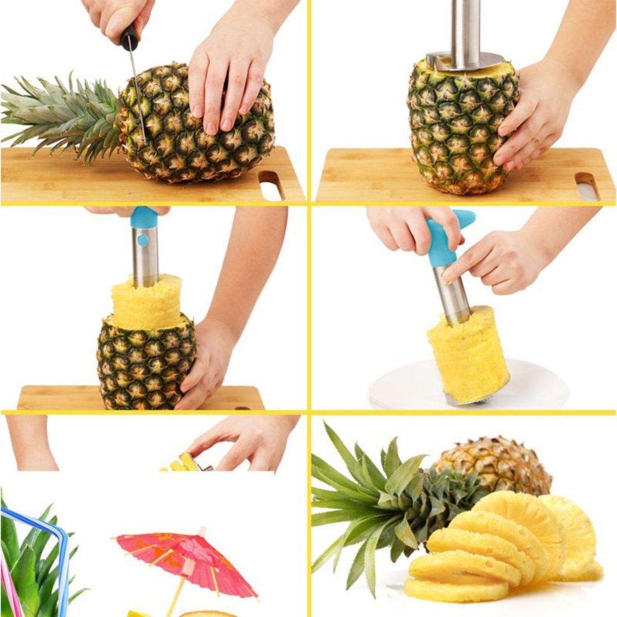 Zulay Kitchen Pineapple Corer and Slicer Tool - Stainless Steel Pineapple Cutter for Easy Core Removal & Slicing