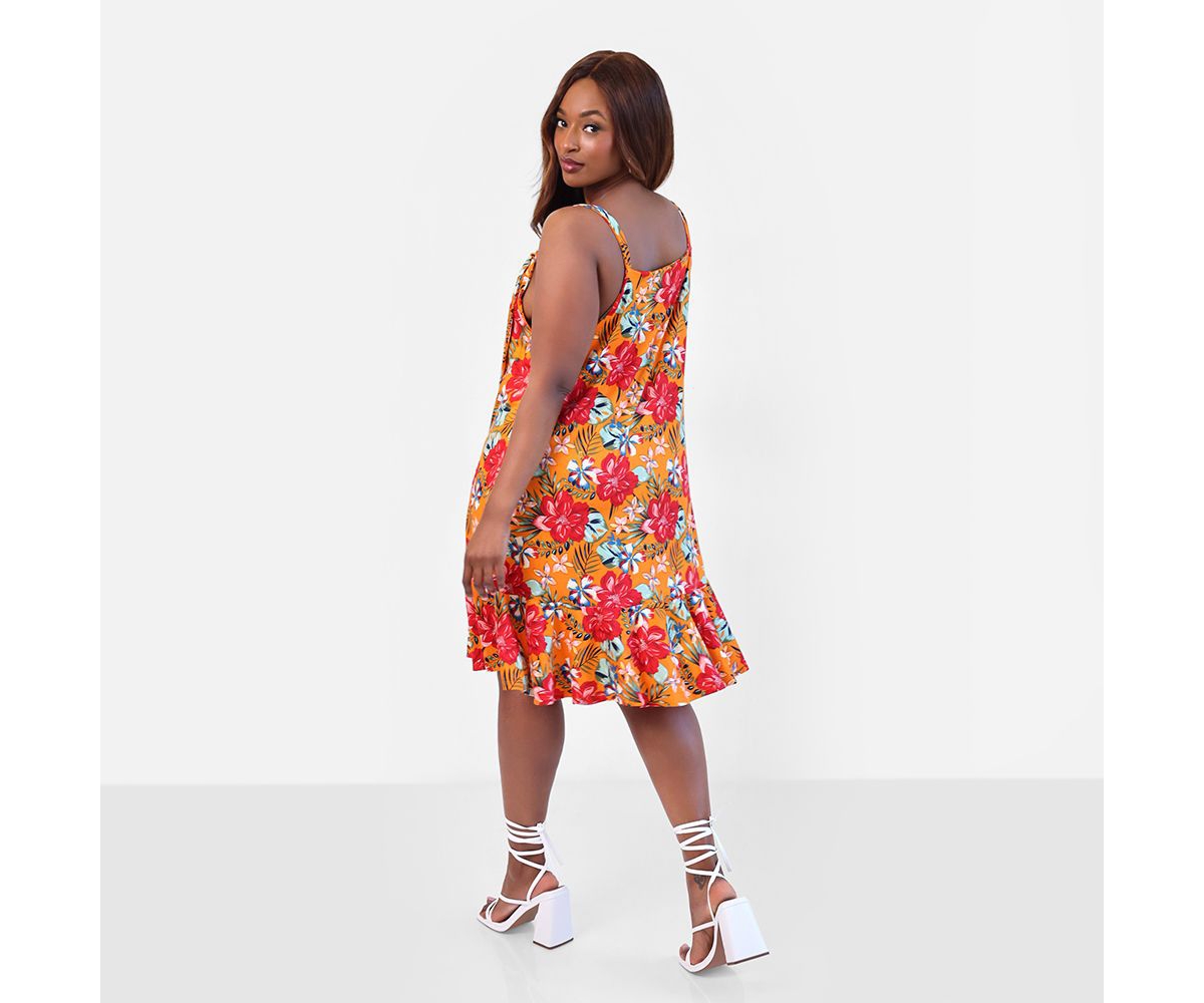 Rebdolls Plus Size Island Dream Tropical Print Shift Mini Dress