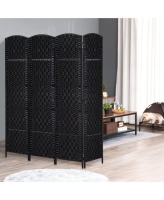 4 Panel Resin Wicker Folding Room Divider Privacy Screen Home Office Decor