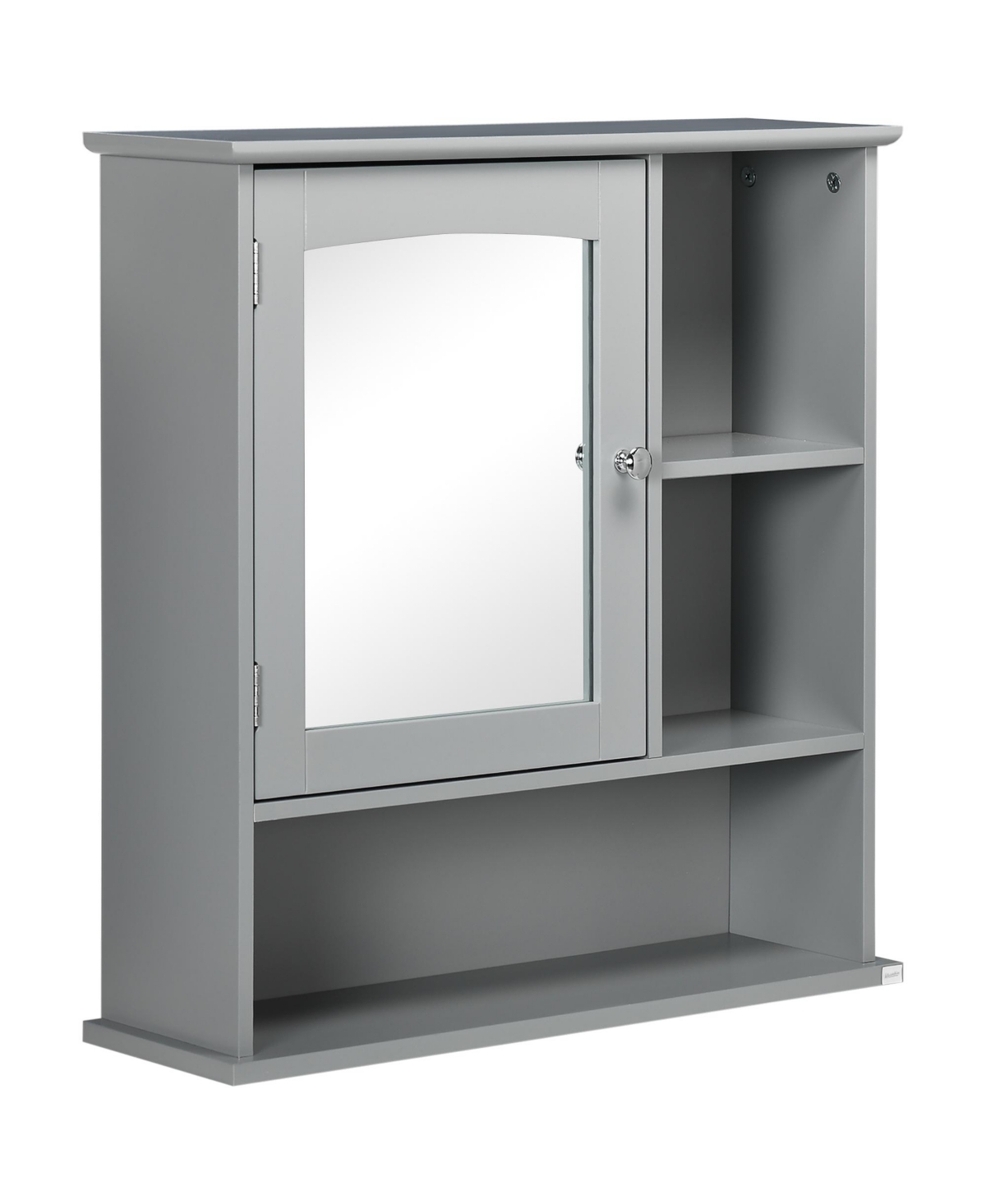 Wall-Mounted Bathroom Mirror Cabinet Organizer with Storage, Adjustable Shelf, and Magnetic Door Design, Grey - Grey
