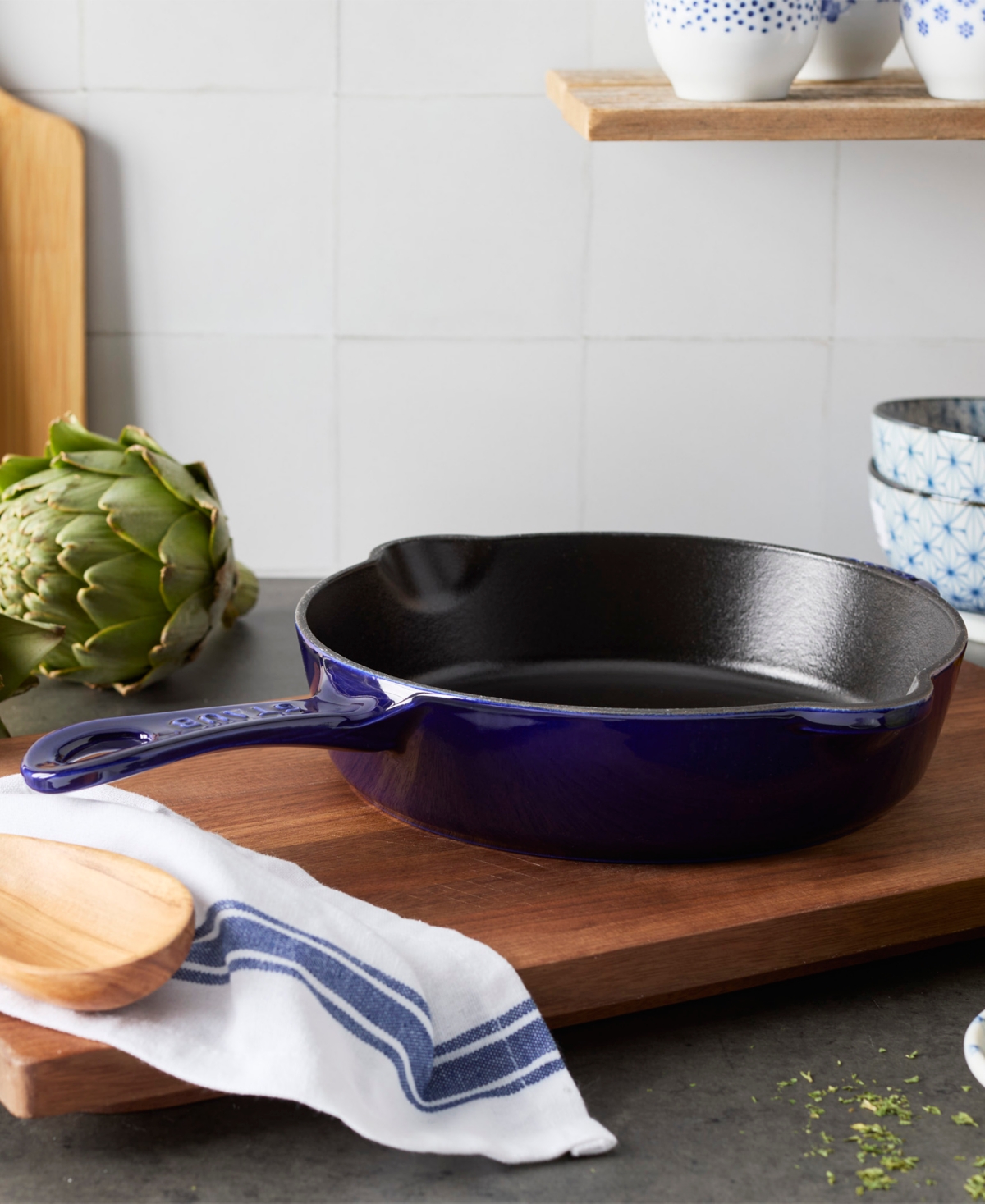 Staub Cast Iron 8.5in Dark Blue Traditional Deep Skillet In Indigo
