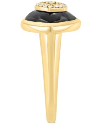 EFFY&reg; Onyx & Diamond (1/20 ct. t.w.) Evil Eye Statement Ring in 14k Gold