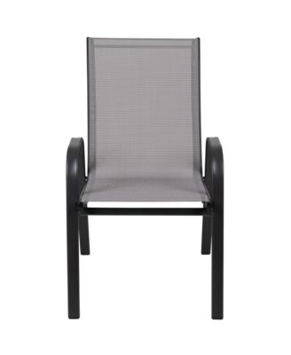 Set Of 4 Manado Series Metal Stacking Patio Chairs With Flex Comfort Material