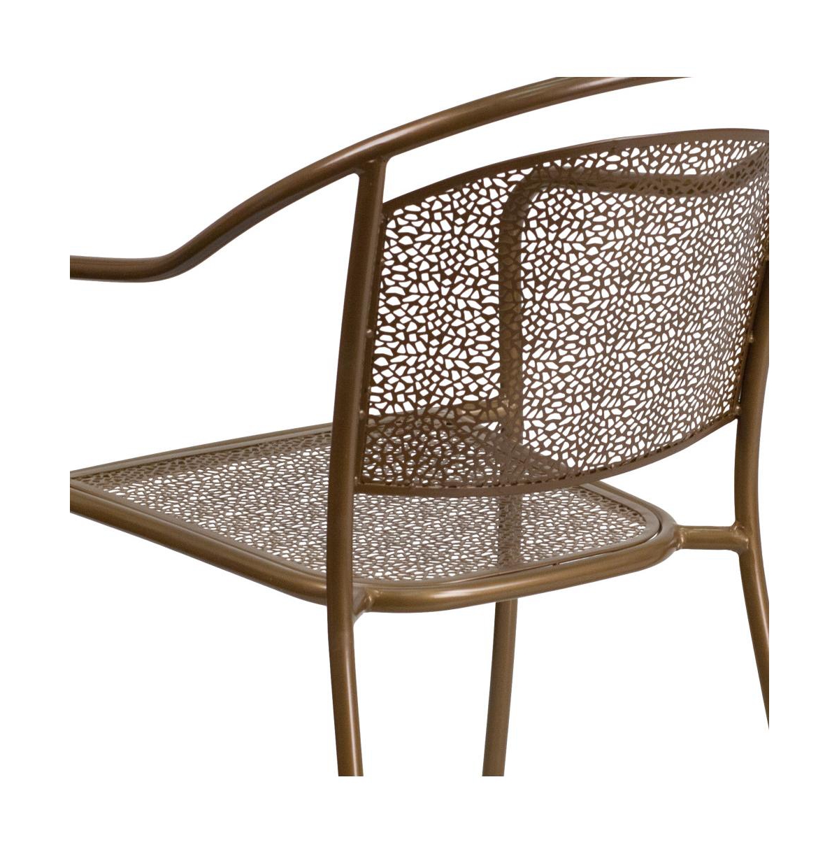 Emma+Oliver Commercial Grade 5 Pack Indoor-Outdoor Steel Patio Arm Chair With Round Back