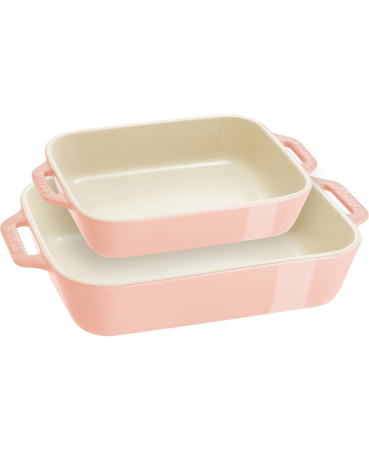 Staub Ceramic 2pc Pastel Pink Rectangular Baking Dish Set In Pink