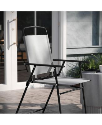 Munroe Set Of 4 Textilene Folding Sling Style Patio Chairs With Armrests