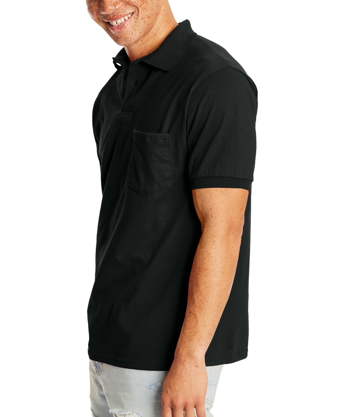 Shop Hanes Ecosmart Men's Pocket Polo Shirt, 2-pack In Black