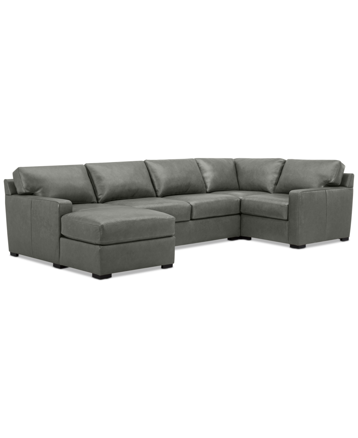 Shop Macy's Radley 136" 4-pc. Leather Square Corner Modular Chaise Sectional, Created For  In Anthracite