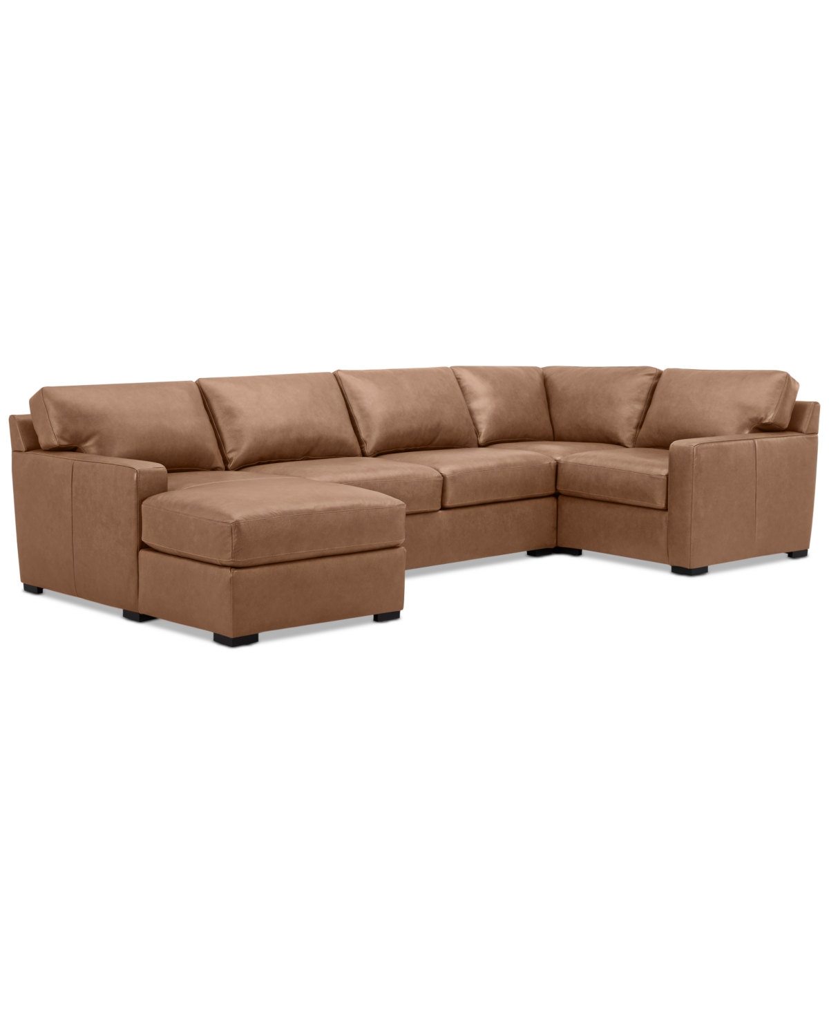 Macy's Radley 136" 4-pc. Leather Square Corner Modular Chaise Sectional, Created For  In Brown
