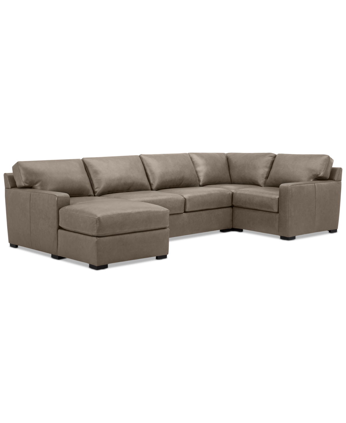 Macy's Radley 136" 4-pc. Leather Square Corner Modular Chaise Sectional, Created For  In Medium Brown