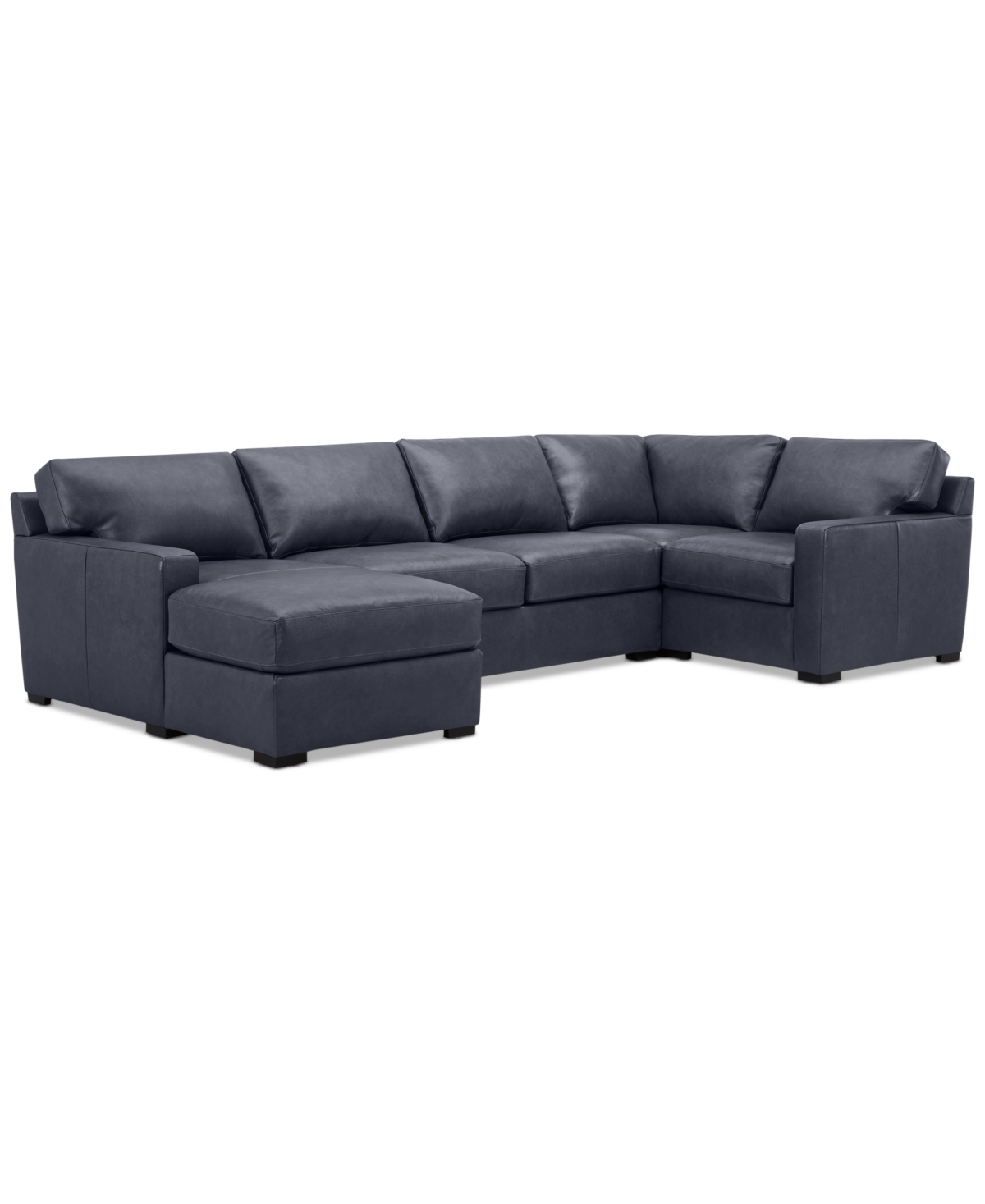 Macy's Radley 136" 4-pc. Leather Square Corner Modular Chaise Sectional, Created For  In Slate Grey