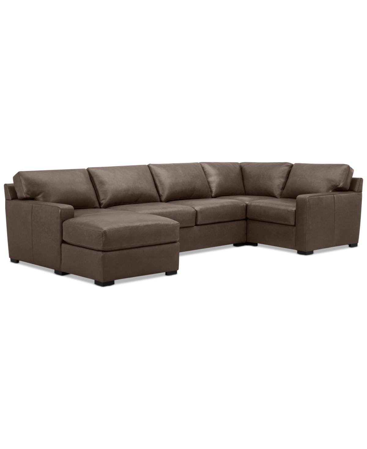 Macy's Radley 136" 4-pc. Leather Square Corner Modular Chaise Sectional, Created For  In Chocolate
