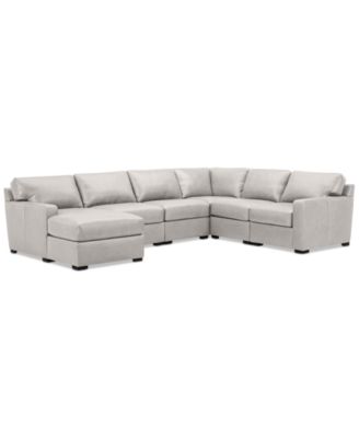 Radley 129" 6-Pc. Leather Square Corner Modular Chaise Sectional, Created for Macy's
