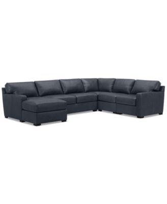 Radley 136" 5-Pc. Leather Square Corner Modular Chase Sectional