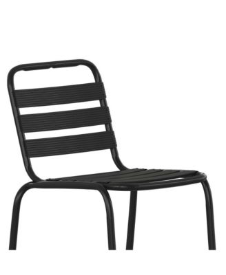 Jens Metal Dining Stool With Triple Slatted Back For Indoor And Outdoor Use