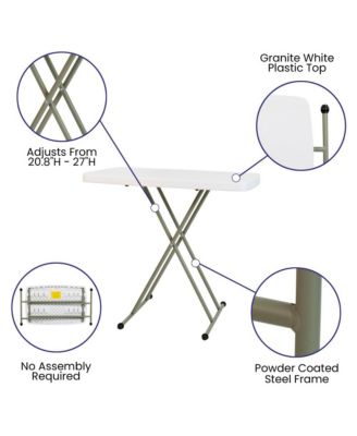 Height Adjustable Plastic Folding Tv Tray/Laptop Table In Granite White