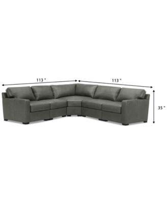 Radley 113" 5-Pc. Leather Wedge L Shape Modular Sectional