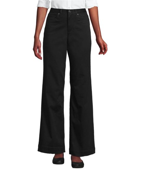 Женские брюки Lands' End High Rise 5 Pocket Wide Leg Chino, цвет: Чёрный