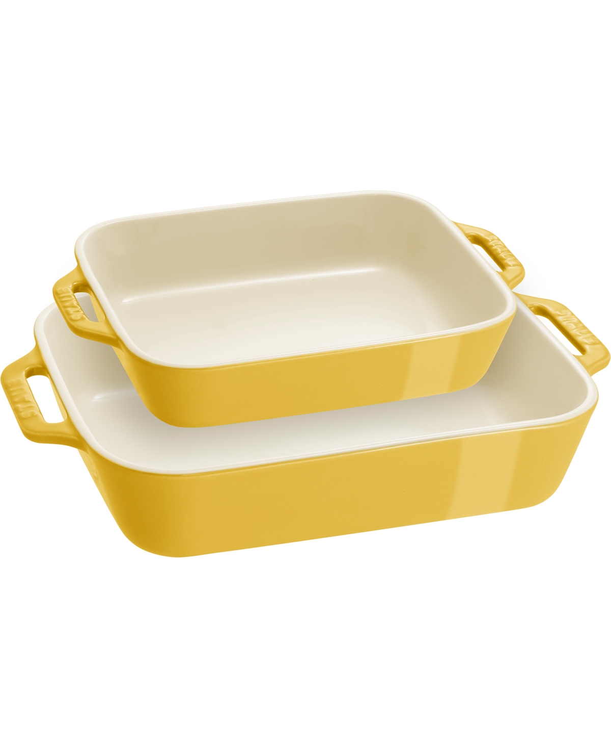 Staub Ceramic Rectangular Baking Dish 2-piece Set In Lemon