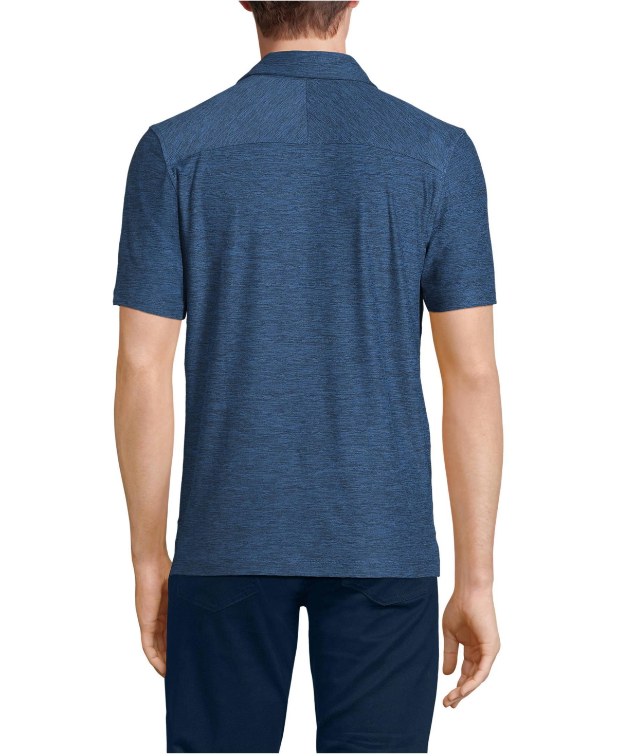 Lands' End Big & Tall Short Sleeve Performance Pieced Yoke Social Active Polo