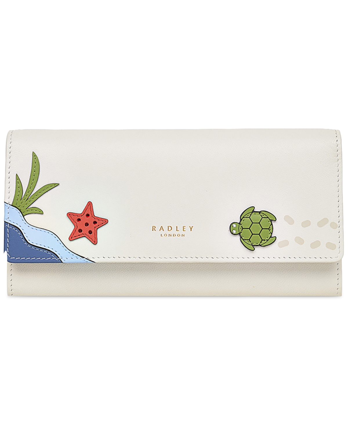 Seas the Day Large Leather Wallet - Chalk